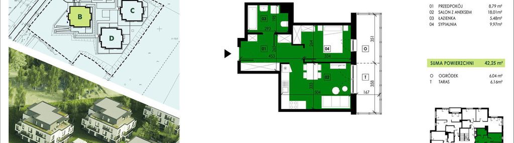 42 m2/2 pokoje/ogródek /oddanie grudzień 2024