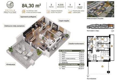 Apartament 84 m2 z tarasem na dachu 106 m2