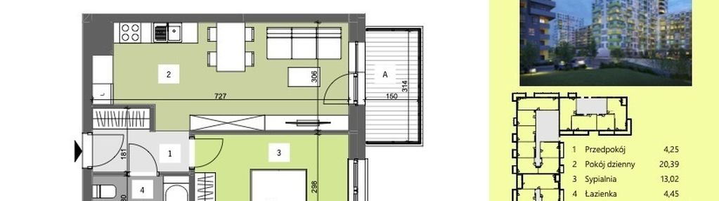 2 pokoje/ 42,11 m2 / pod inwestycję