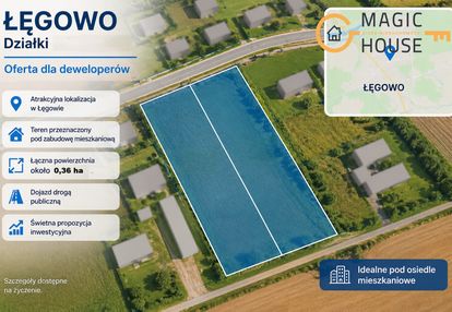 Teren inwestycyjny 1800–3600 m² | mpzp | łęgowo