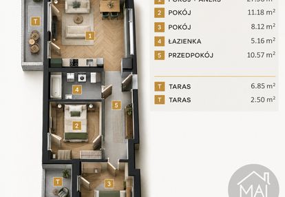 Apartament stare podgórze | 3 pokoje | 2 balkony