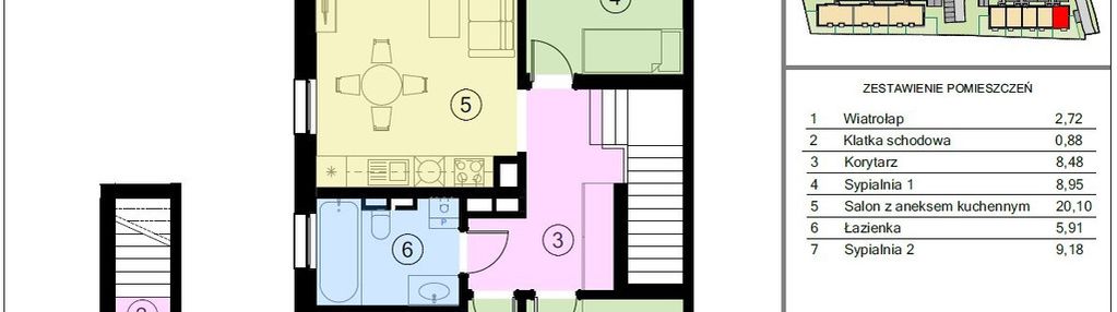 Mieszkanie 65 m2 na piętrze, 4 pokoje, bez pcc