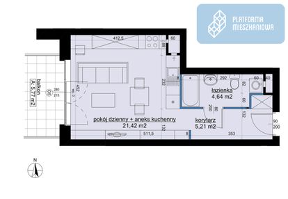 Przestronna kawalerka, winogrady!