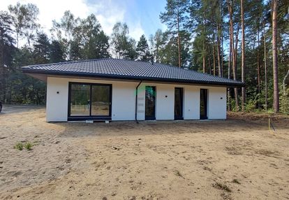 Nowy parterowy dom w otoczeniu zieleni