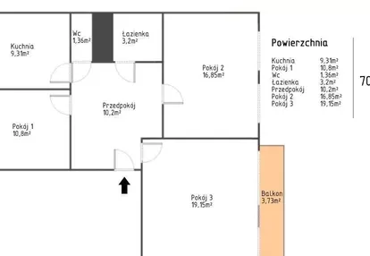 Mieszkanie 3-pokojowe o powierzchni 70,69m2