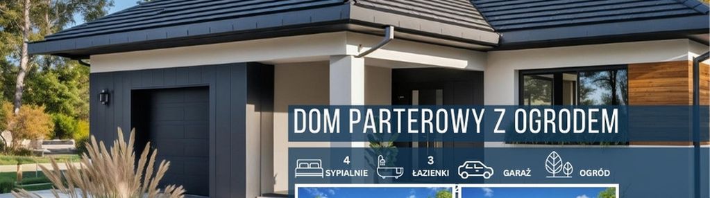Dom parterowy z ogrodem w otoczeniu natury.