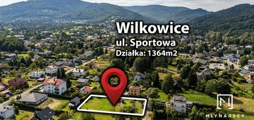 Płaska,prostokątna działka budowlana w wilkowicach