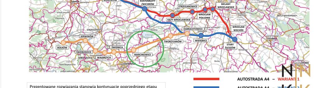 Działka przy trasie wrocław- świdnica cena 55zł/m2