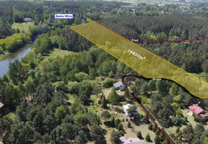 Działka przy wkrze w otulinie lasu.