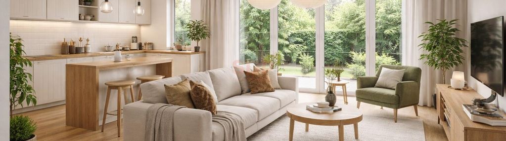 Nowoczesny dom w zabudowie szeregowej | 106 m² | ogród + taras