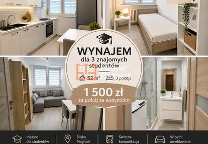 Wynajem/3pokoje/dla3znajomych studentów/