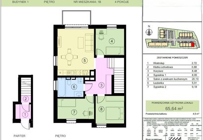 Mieszkanie 65 m2 na piętrze, 4 pokoje, bez pcc