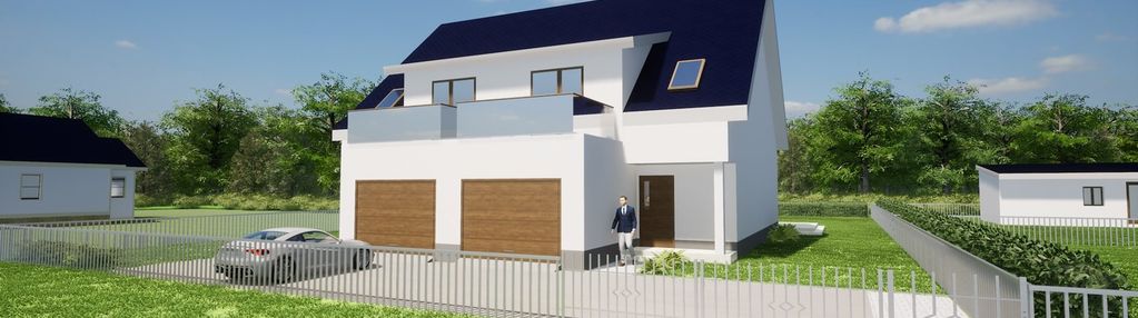 Super dom w pile na zielonej dolinie, blisko rzeki