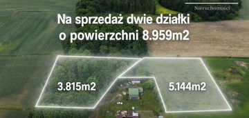 Okazja inwestycyjna! 2 działki łącznie 8959 m²