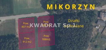 Działki budowlane o pow. ok 0,0900ha - mikorzyn