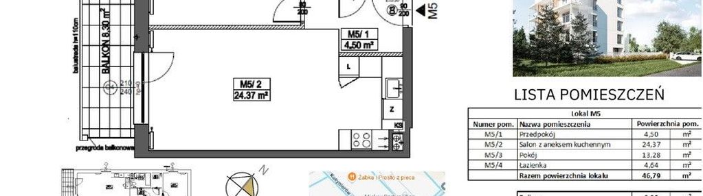 Mieszkanie 2 pokojowe z balkonem