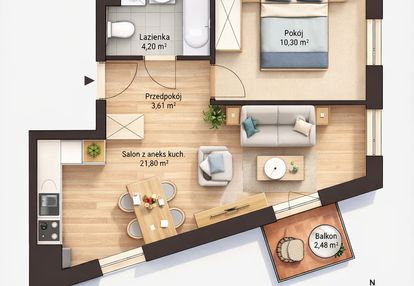 Promocja  narożne 2 pokoje koszutka balkon