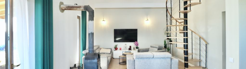 Dom 135 m² | działka 1450 m² | wysoki salon 5,2 m