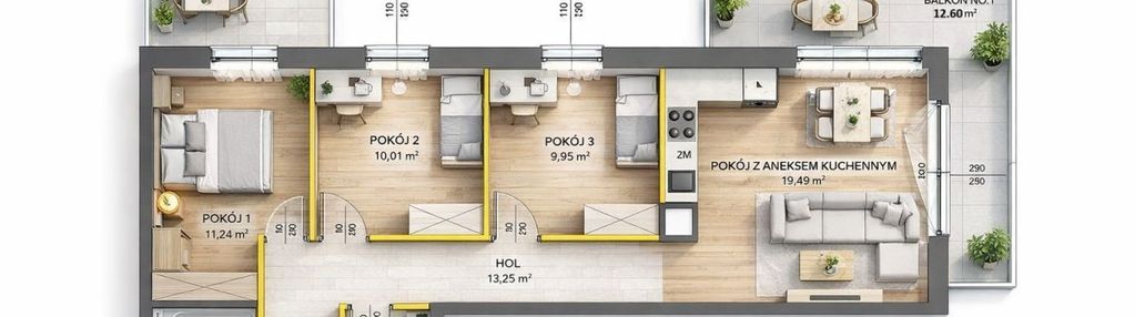 ✨️luksusowy układ 4 pokoje | 2 balkony | cisza