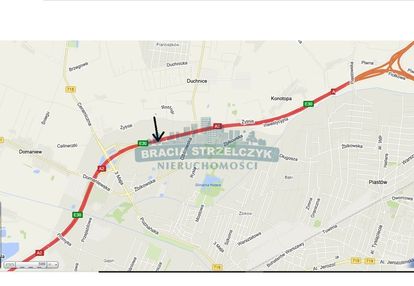 Długa działka prostopadła do  trasy a2