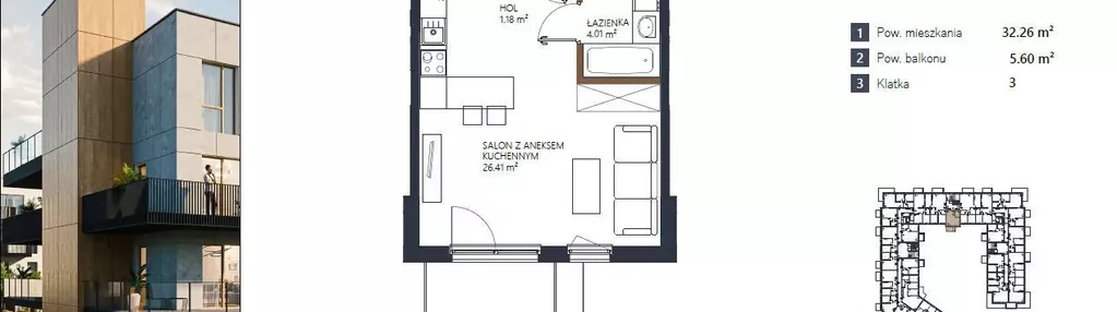 Mieszkanie na sprzedaż 1 pokoje 32m2