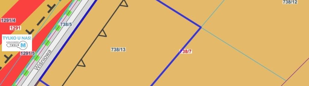 Działka budowlana z mediami wiśniowa, kostomłoty i