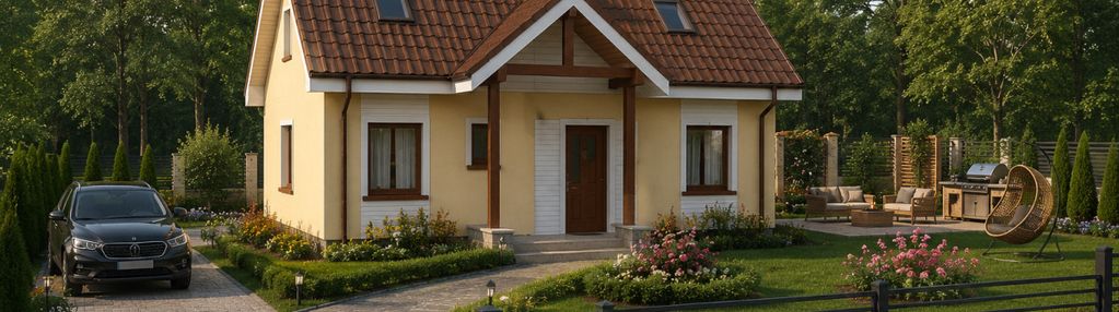 Działka z projektem przy lesie i jeziorze–kornelin