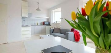 Kawalerka z balkonem, widok na rzekę, Śródmieście