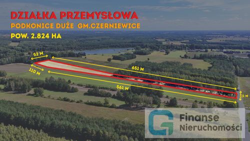 Działka inwestycyjna 2,824 ha | podkonice duże