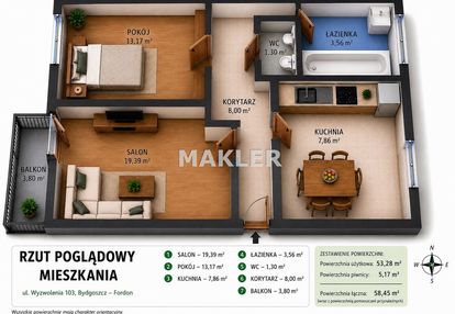 2 pokoje | 53 m² | balkon | piwnica | fordon |