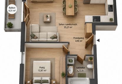 2 pokoje 48 m² | okolice przewozu | balkon