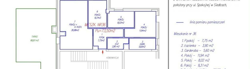 Mieszkanie w centrum z dużym tarasem 70 m²