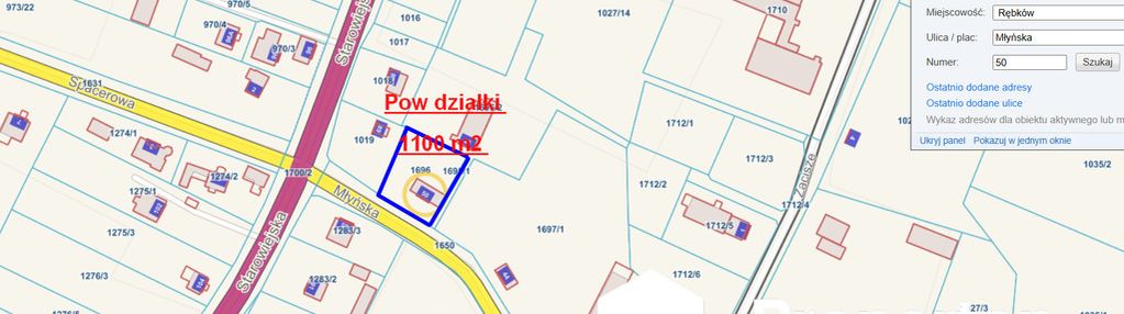 Dziaka rębków 1100 m2 budowlana ul. młyńska