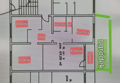 3 pokoje 69m2 parter Radogoszcz - Wschód