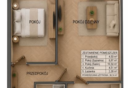 2 pok, osobna kuchnia, balkon! potulicka