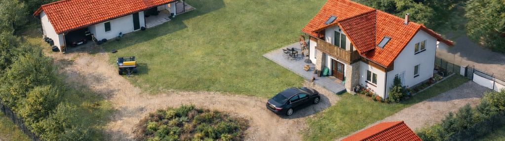 Dom  151 m2. 4 pok.,  dz. 3000 m2, dwa bud. gosp.