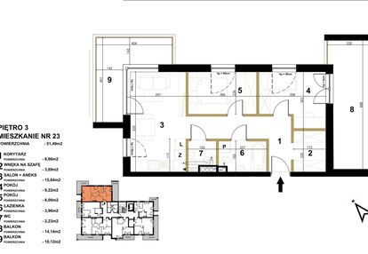 Nowe 3 pokojowe mieszkanie z 2 balkonami