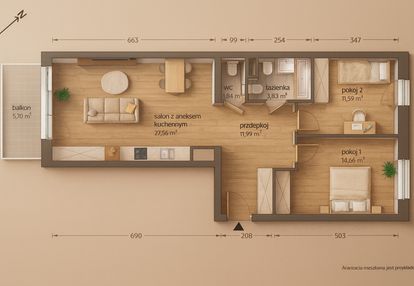 Brynów 3 pokoje odbiór marzec salon 28m