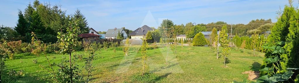 Zagospodarowana działka z nasadzeniami i garażem