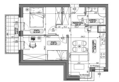 3 pokoje na 46m2 ! ogrzewanie podłogowe standard +