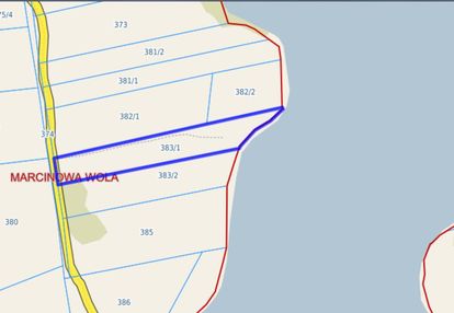 Udział w działce z linią brzegową - 30zł/ m2 - marcinowa wola
