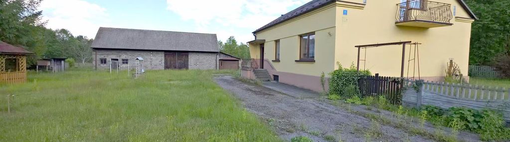 Dom ze stodołą, garażem i komórką, duża działka