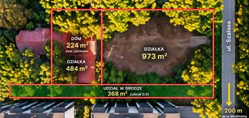Działki 973 m² + 484 m² z domem/pełne media/dojazd z dwóch stron/mpzp