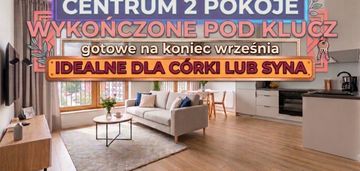 Nowe wykończone 2-pokoje w ścisłym centrum, klima!