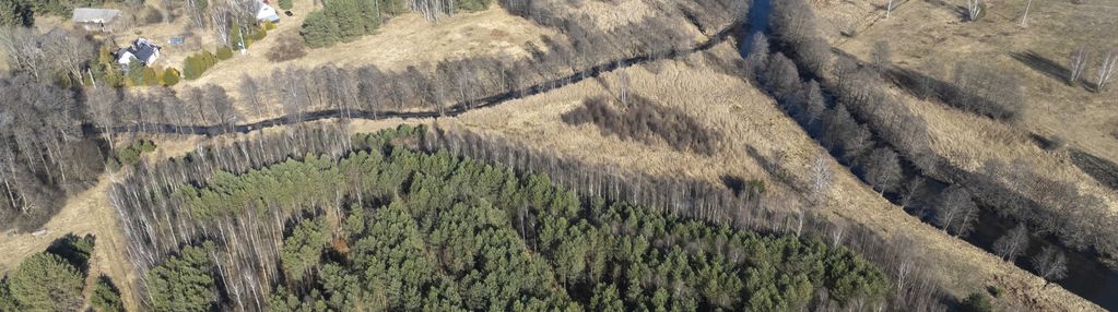 Działka budowlana nad rzeką: linia brzegowa las wz