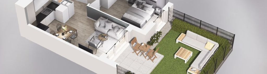 Nowoczesne 2 pokoje z ogródkiem