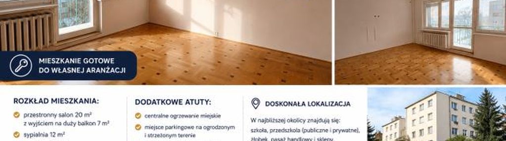 Mieszkanie 3 pokoje z miejscem parkingowym