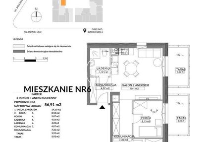 Trzy pokoje w osielsku z dwoma tarasami. konkret
