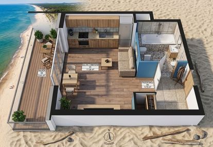 Kawalerka blisko plaży z wykończeniem w cenie
