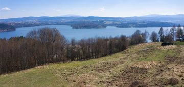 Widok na jezioro i sąsiedztwo lasu